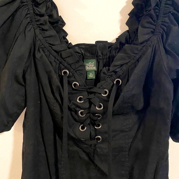 Black Off-the-Shoulder Lace-Up Bust Dress - Picture 2 of 3